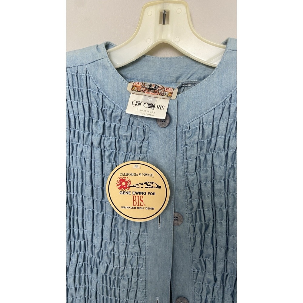 NWT Gene Ewing Bis Jacket Womens Size M California Sunwash Wrinkle Rich Denim - Picture 2 of 10